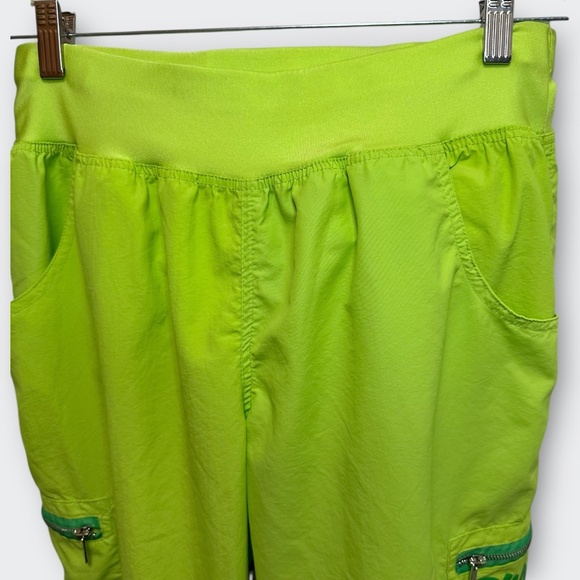 ZUMBA Y2K Neon Green Parachute Cargo Pants M Athleisure Utility Streetwear Dance - Picture 5 of 10